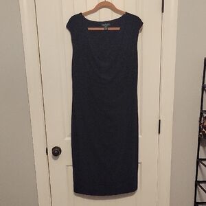 Ralph Lauren Black Sheath Midi Dress Cowl Neck